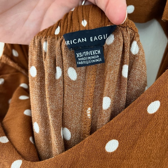 American Eagle Polka Dot Sleeveless Tie Back Jumpsuit Women’s XS - Picture 7 of 8